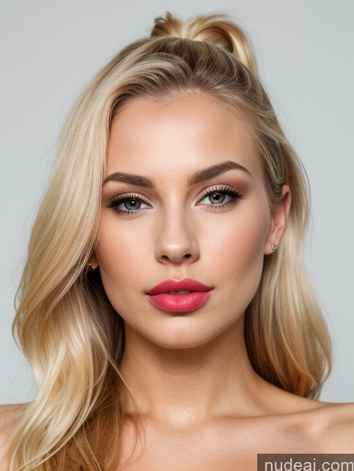 related ai porn images free for Woman One Beautiful Lipstick 20s Ponytail Pouting Lips Close-up View Nude Detailed White Blonde