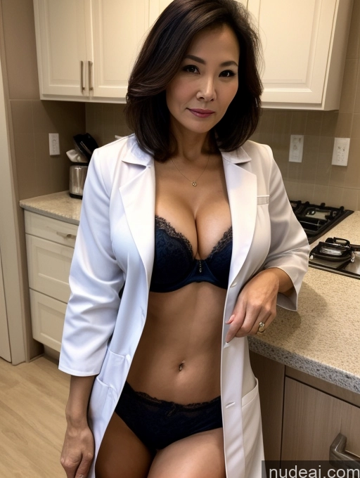 related ai porn images free for Milf Two Beautiful Perfect Body 70s Bobcut Chinese Kitchen Bra Doctor Jacket Lab Coat Stylish Suit Cleavage Detailed Sexy Face Seductive Busty Perfect Boobs Dark Lighting