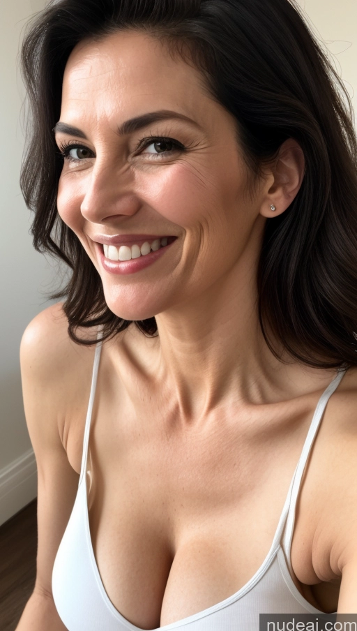 related ai porn images free for Milf One Skinny Perfect Body Black Hair Close-up View Cleavage Detailed Tank Top Happy Slicked