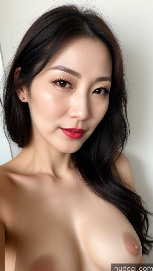 related ai porn images free for Woman One Beautiful Lipstick Fairer Skin 40s Black Hair Korean Close-up View Perfect Boobs