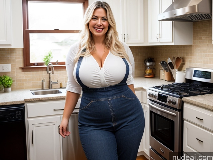 related ai porn images free for One Huge Boobs Big Ass Thick Big Hips Long Hair Happy White Hair White Full Frontal 40s Busty Woman Blouse Apron Jeans Kitchen