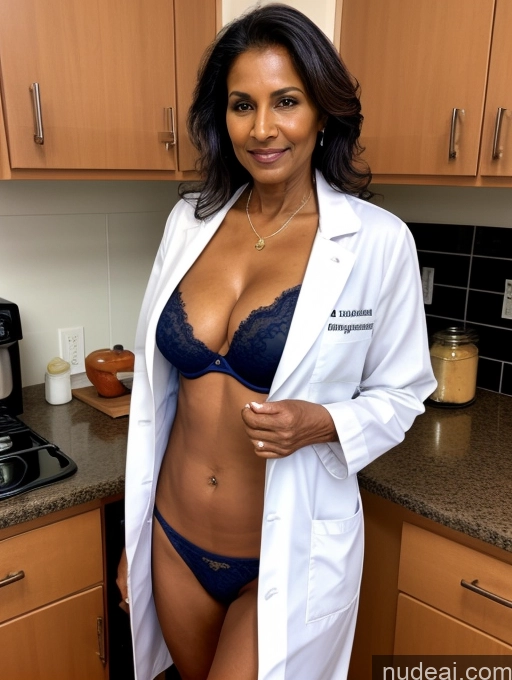 related ai porn images free for Milf Two Perfect Boobs Perfect Body Dark Skin 70s Indian Kitchen Jacket Cleavage Partially Nude Detailed Doctor Lab Coat Bra