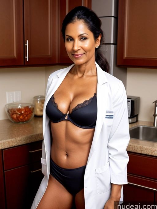 related ai porn images free for Milf Two Perfect Boobs Perfect Body Dark Skin 70s Indian Kitchen Jacket Detailed Doctor Lab Coat Bra Busty Topless Ponytail