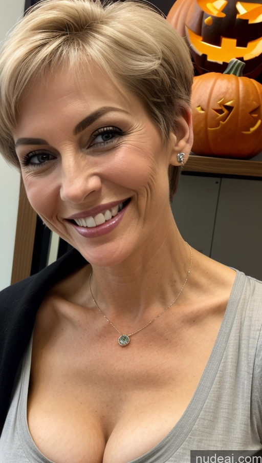 related ai porn images free for Milf Skinny Perfect Body Happy Pixie Close-up View Shirt Cleavage Detailed Halloween Small Tits