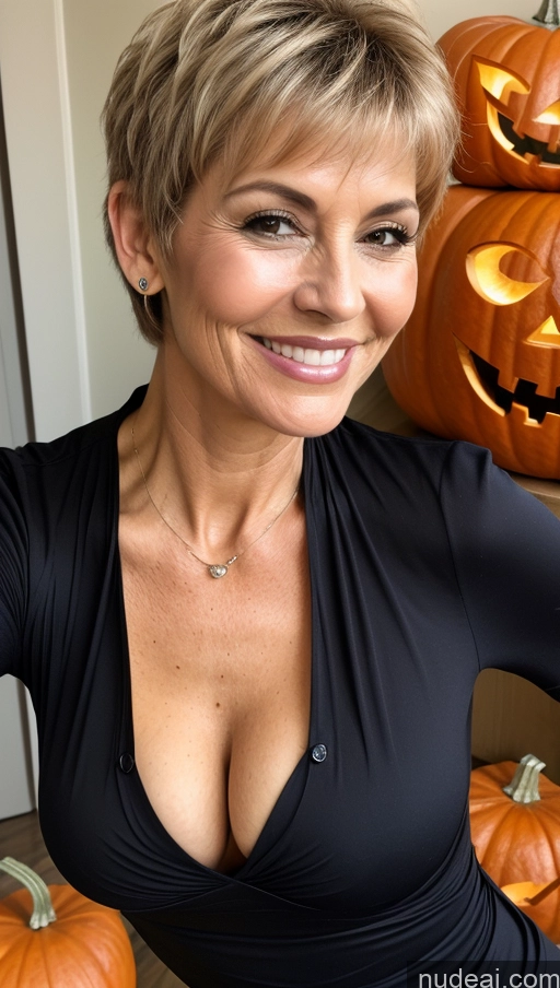 related ai porn images free for Milf Skinny Perfect Body Happy Pixie Close-up View Shirt Cleavage Detailed Halloween Small Tits