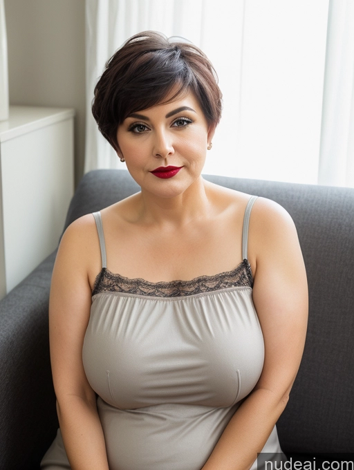 related ai porn images free for 60s Czech Busty Short Chubby Black Hair Pixie Couch Detailed Casual Chemise Lipstick Sad Sexy Face