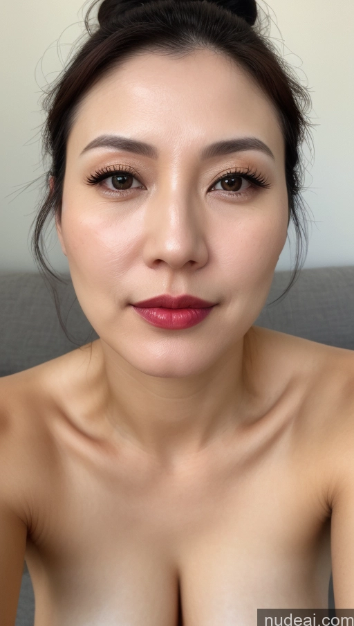 related ai porn images free for Woman One Beautiful Lipstick Fairer Skin Black Hair Hair Bun Close-up View Perfect Boobs 40s Korean