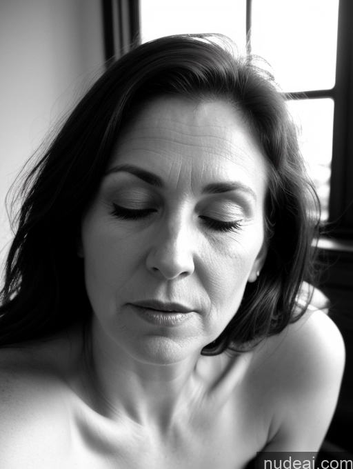 related ai porn images free for Milf One Small Tits Fairer Skin 40s Shocked Brunette Straight British Black And White Bedroom Close-up View Sleeping Nude