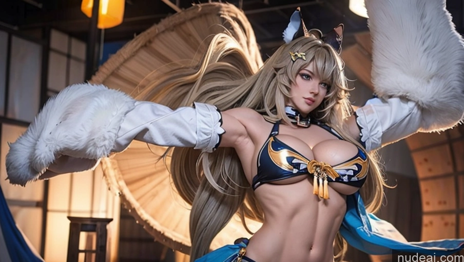 Huge Boobs Beautiful Muscular Abs Tall 30s Bikini Detailed Kirara: Genshin Impact Cosplayers Bodybuilder Big Hips Big Ass