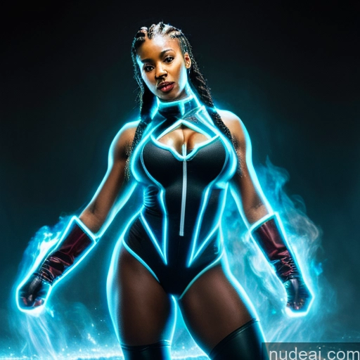 related ai porn images free for Busty Muscular Front View Cosplay Neon Lights Clothes: Blue Ukraine Israel Superheroine Black Braided Hell