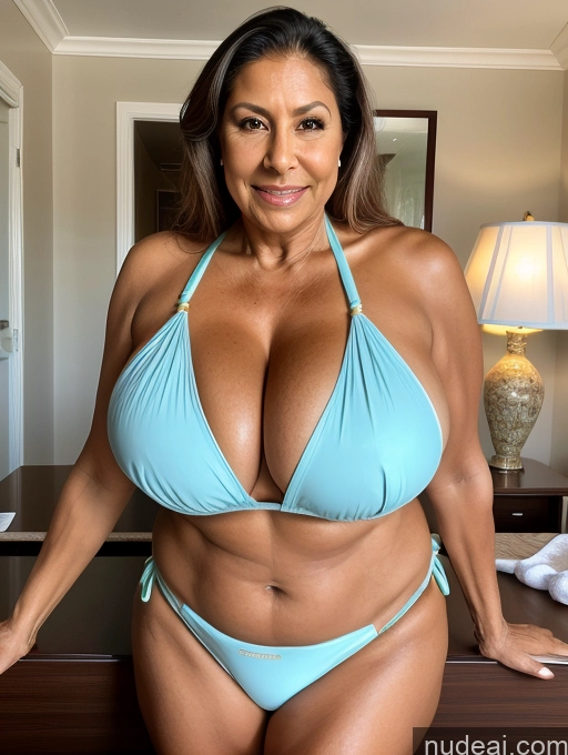related ai porn images free for Milf One Busty Huge Boobs Thick Tanned Skin 70s Latina Front View Microkini Thong Maid