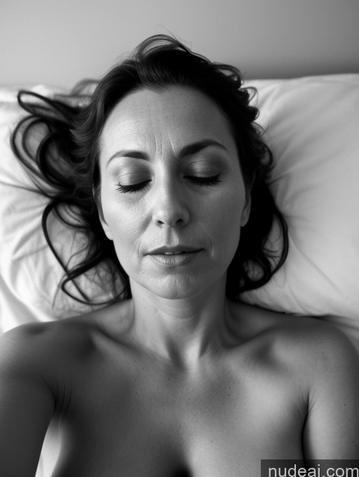 related ai porn images free for Milf One Small Tits 40s Shocked Brunette Straight British Black And White Bedroom Close-up View Sleeping Nude Dark Lighting