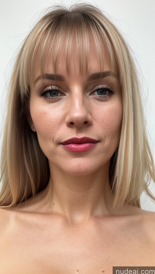 related ai porn images free for Woman One Small Tits Beautiful Lipstick Close-up View 40s Blonde Bangs White Cumshot