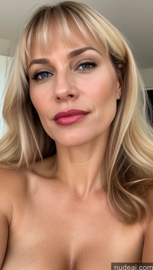 related ai porn images free for Woman One Small Tits Beautiful Lipstick Close-up View 40s Blonde Bangs White Cumshot