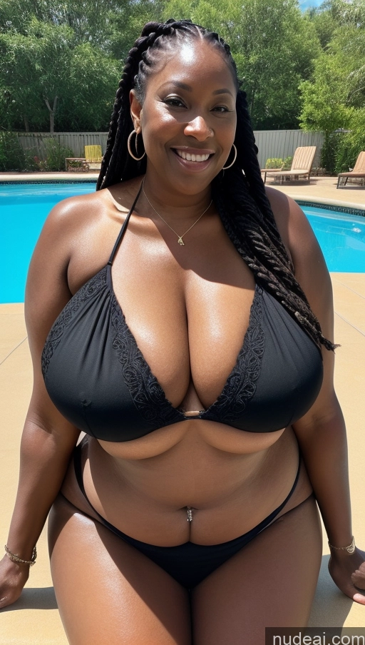 related ai porn images free for Busty Huge Boobs Beautiful Tattoos Big Ass Thick Big Hips Tall Dark Skin Laughing Black Pool Close-up View Cleavage Detailed Sexy Face Braided Black Hair 70s Bikini Long Skirt Milf Fat