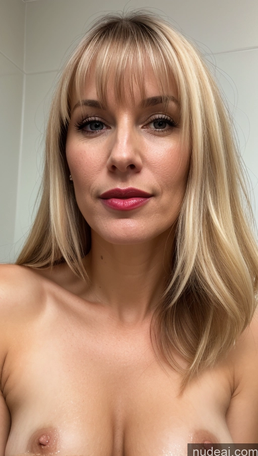 related ai porn images free for Woman One Small Tits Beautiful Lipstick Close-up View 40s Blonde Bangs White Cumshot