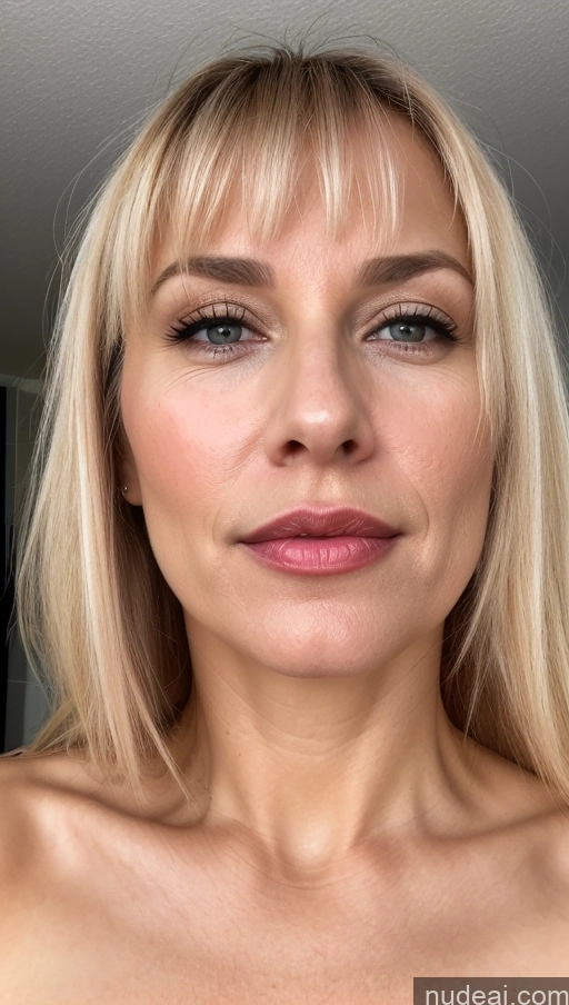 related ai porn images free for Woman One Small Tits Beautiful Lipstick Close-up View 40s Blonde Bangs White Cumshot