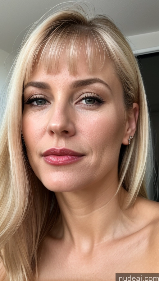 related ai porn images free for Woman One Small Tits Beautiful Lipstick Close-up View 40s Blonde Bangs White Cumshot