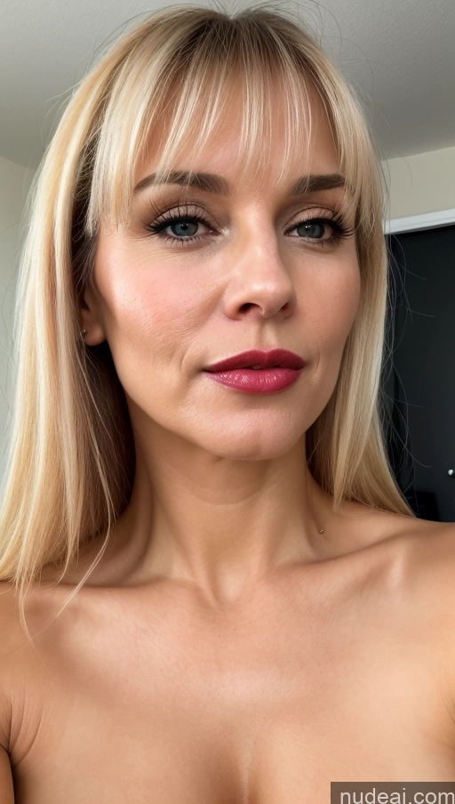 related ai porn images free for Woman One Small Tits Beautiful Lipstick Close-up View 40s Blonde Bangs White Cumshot