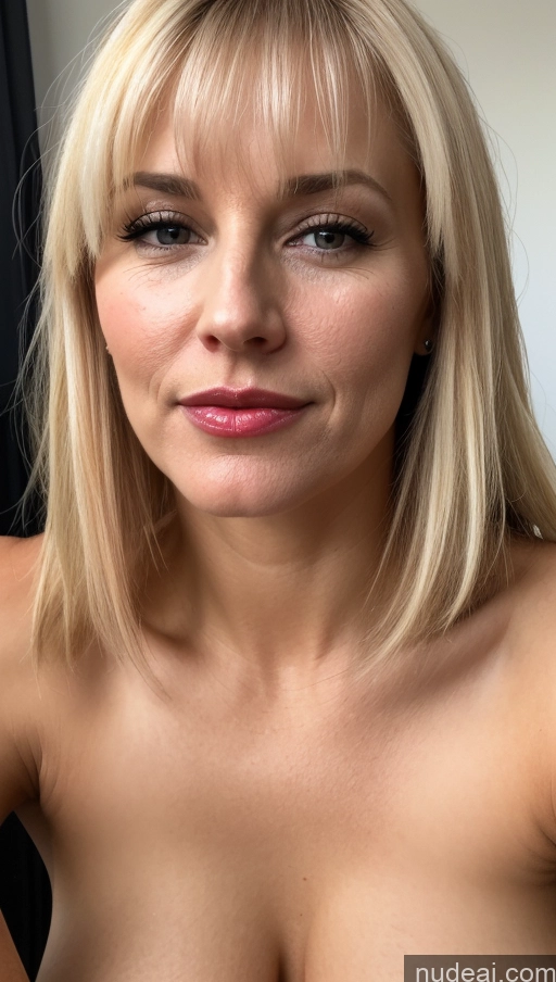 related ai porn images free for Woman One Small Tits Beautiful Lipstick Close-up View 40s Blonde Bangs White Cumshot