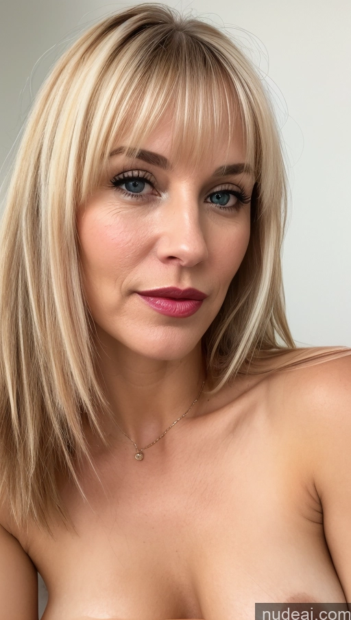 related ai porn images free for Woman One Small Tits Beautiful Lipstick Close-up View 40s Blonde Bangs White Cumshot