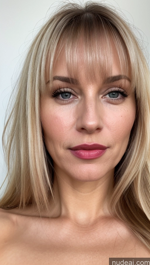 related ai porn images free for Woman One Small Tits Beautiful Lipstick Close-up View 40s Blonde Bangs White Cumshot