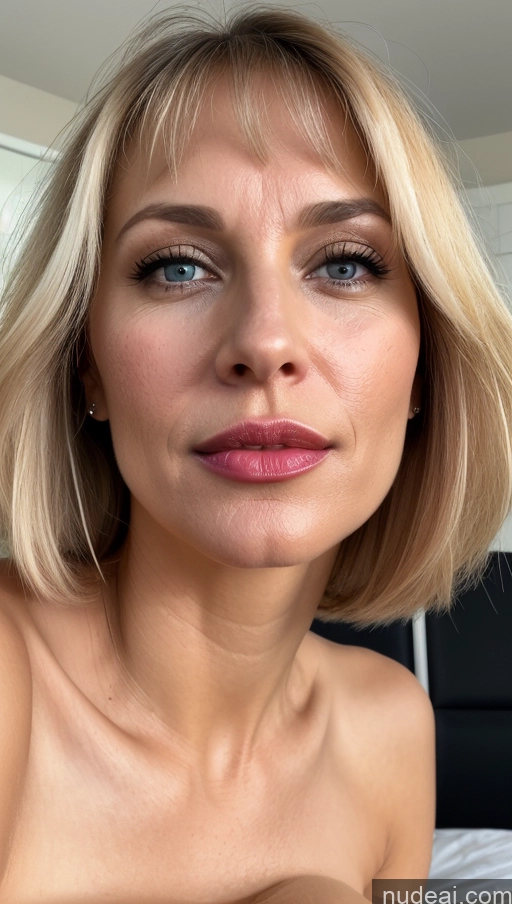 related ai porn images free for Woman One Small Tits Beautiful Lipstick Close-up View 40s Blonde Bangs White Cumshot