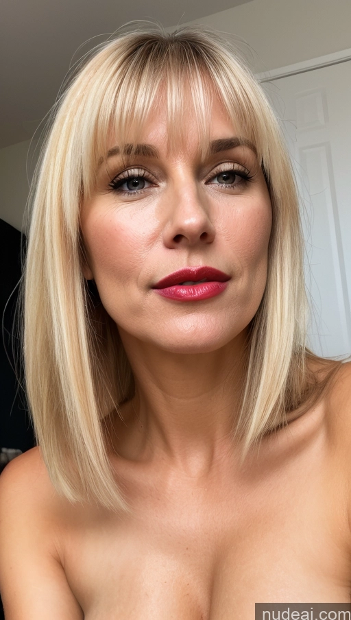 related ai porn images free for Woman One Small Tits Beautiful Lipstick Close-up View 40s Blonde Bangs White Cumshot