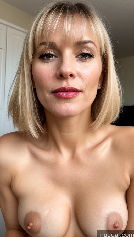 related ai porn images free for Woman One Small Tits Beautiful Lipstick Close-up View 40s Blonde Bangs White Cumshot