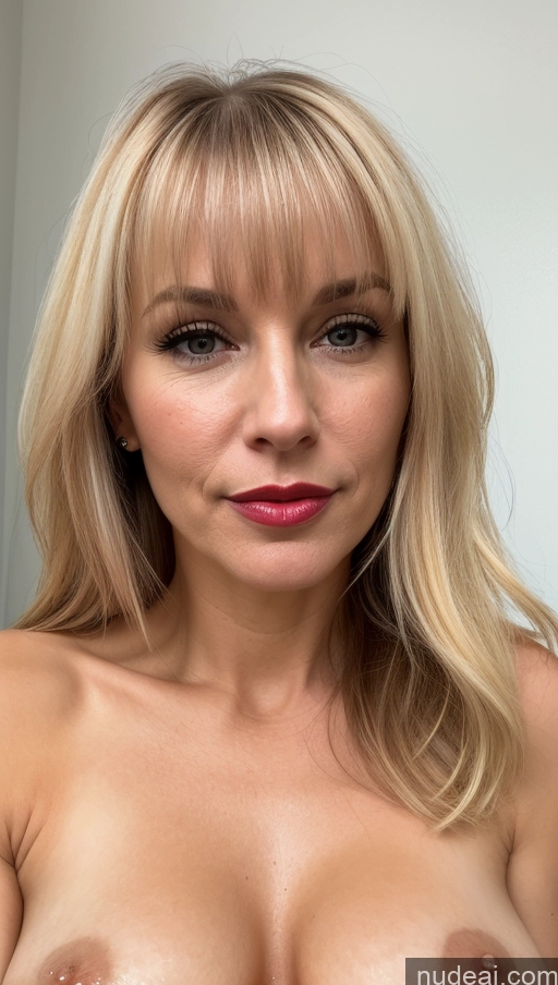 related ai porn images free for Woman One Small Tits Beautiful Lipstick Close-up View 40s Blonde Bangs White Cumshot