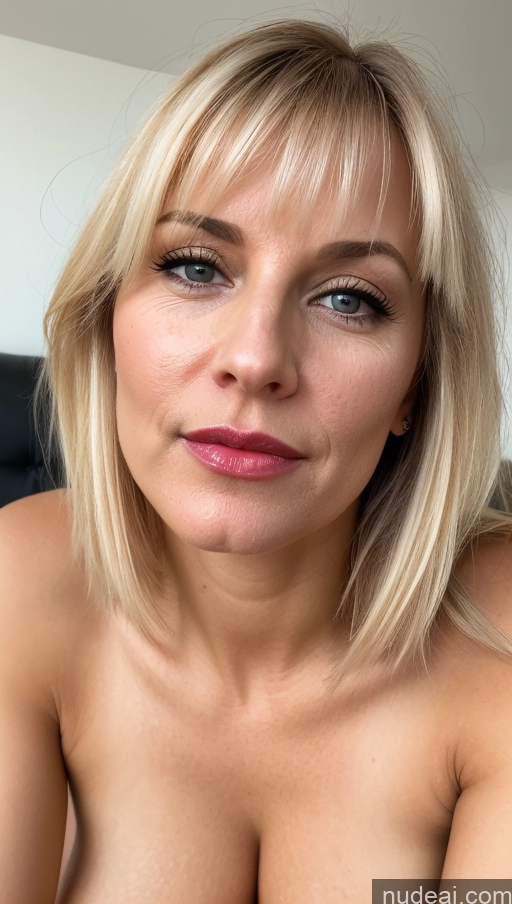 related ai porn images free for Woman One Small Tits Beautiful Lipstick Close-up View 40s Blonde Bangs White Cumshot