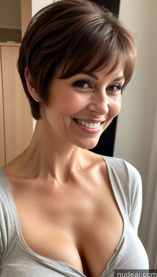 related ai porn images free for Milf One Small Tits Skinny Perfect Body Brunette Pixie Close-up View Shirt Cleavage Detailed Happy