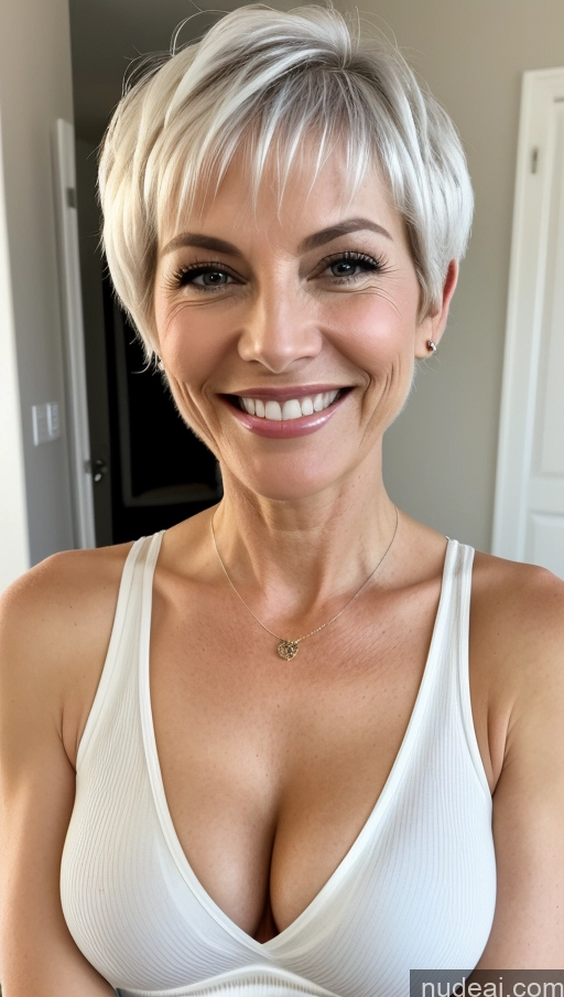 related ai porn images free for Milf One Small Tits Skinny Perfect Body Pixie Close-up View Shirt Cleavage Detailed Happy White Hair