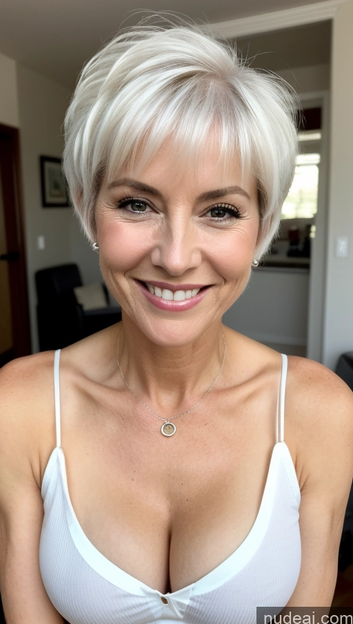 related ai porn images free for Milf One Small Tits Skinny Perfect Body Pixie Close-up View Shirt Cleavage Detailed Happy White Hair