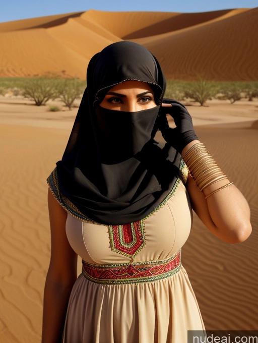 related ai porn images free for One Busty Short Skinny Angry Blonde Long Hair Arabic Desert Dress Traditional Niqab Front View