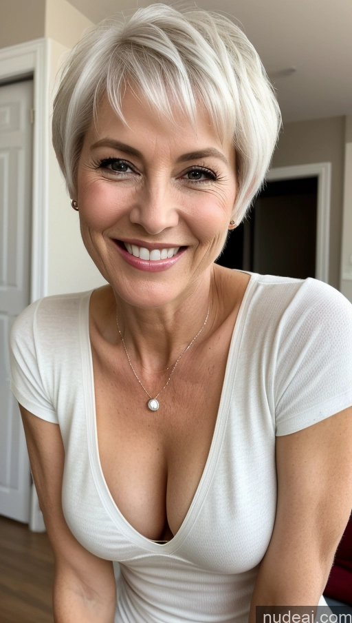 related ai porn images free for Milf One Small Tits Skinny Perfect Body Happy White Hair Pixie Close-up View Shirt Cleavage Detailed