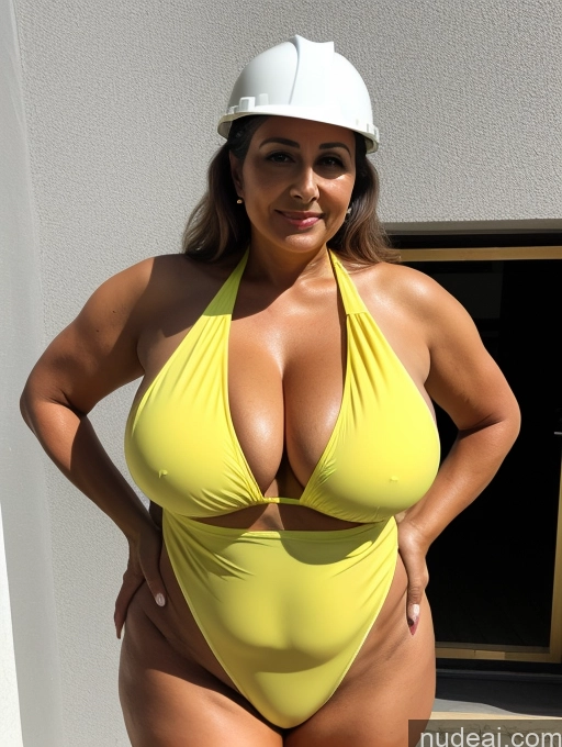 related ai porn images free for Milf One Busty Huge Boobs Thick Tanned Skin 60s Turkish Front View Maid Microkini Thong Construction Worker