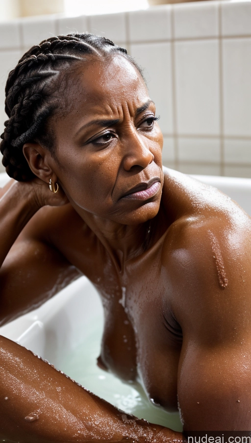 related ai porn images free for Milf Abs Muscular Oiled Body Dark Skin Ethiopian Side View Bathing Braided Church Angry Serious 60s