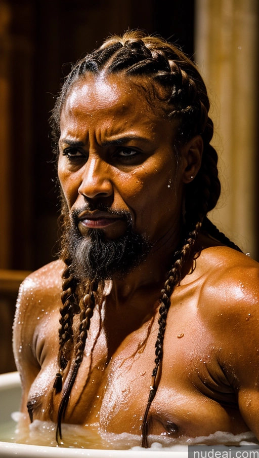 related ai porn images free for Milf Abs Muscular Oiled Body Dark Skin Ethiopian Side View Bathing Braided Church Angry Serious 60s Viking