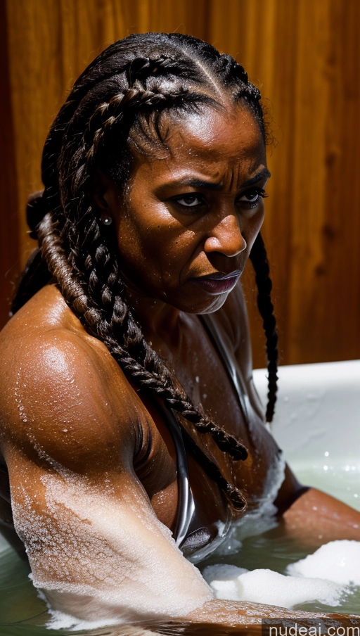 related ai porn images free for Milf Abs Muscular Oiled Body Dark Skin Ethiopian Side View Bathing Braided Church Angry Serious 60s Viking