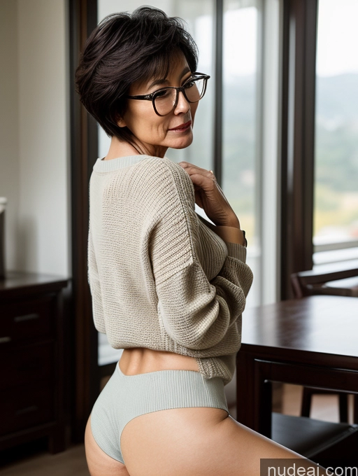 related ai porn images free for Milf Two Perfect Boobs Small Tits Beautiful Glasses Perfect Body Short Hair 70s Chinese Bra Casual Professor Sweater Cleavage Dark Lighting Detailed Sexy Face Partially Nude