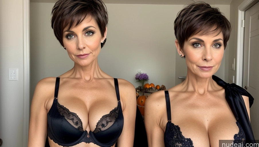 related ai porn images free for Two Milf Small Tits Perfect Body Skinny Pixie Front View Halloween Bra Cleavage Detailed