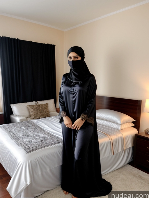 related ai porn images free for Woman One 30s Arabic Bedroom Niqab Pajamas Shirt Satin Detailed