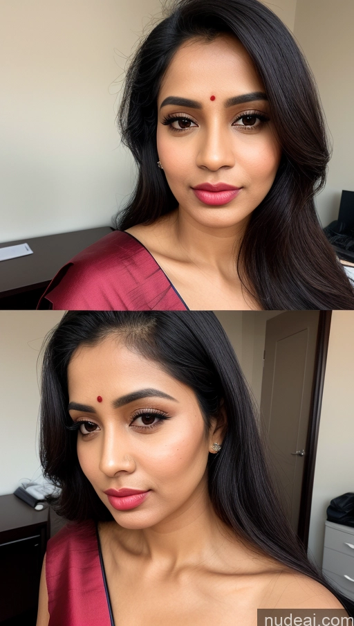 related ai porn images free for Woman One Perfect Boobs 30s Black Hair Indian Skin Detail (beta) Sari Blouse Pouting Lips Close-up View Office