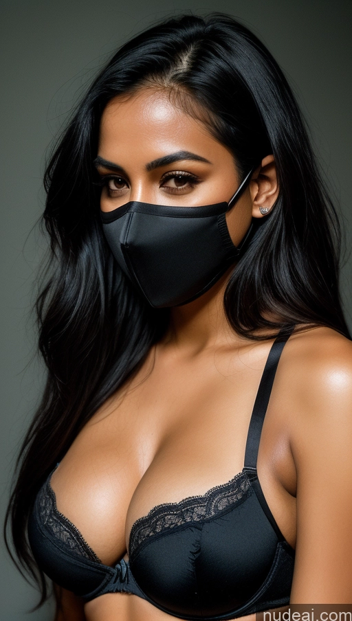 related ai porn images free for Woman One Perfect Boobs 30s Black Hair Indian Long Hair Detailed Dark Lighting Film Photo Face Mask Push-up Bra