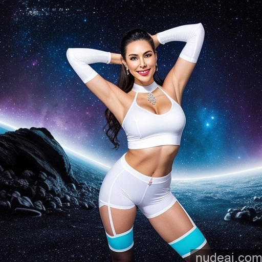 related ai porn images free for Miss Universe Model Perfect Boobs Perfect Body 30s Laughing Sexy Face White Hair Hell Diamond Jewelry Choker Spandex Cosplay Crop Top T-pose Sci-fi Armor Slicked