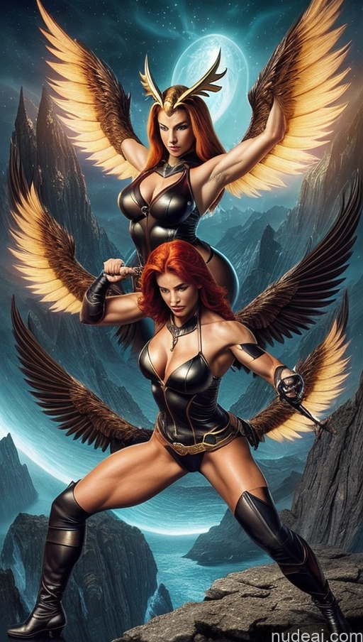 related ai porn images free for Bodybuilder Muscular Abs Busty Several Hawkgirl Fantasy Armor Ginger Irish Powering Up Dynamic View Surrealist