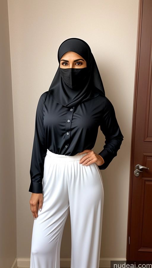 related ai porn images free for Milf One 30s Arabic Detailed Skin Detail (beta) Bathroom Front View Niqab Shirt Harem Pants