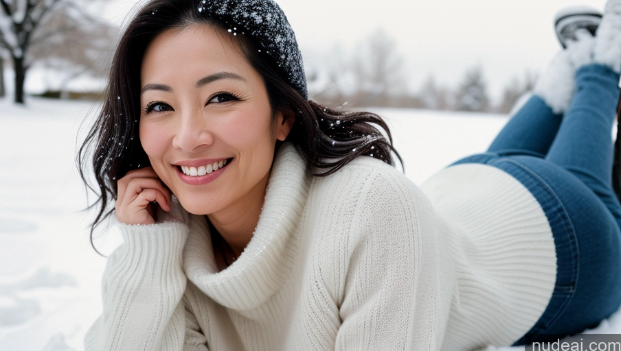 related ai porn images free for Small Tits Small Ass Happy Film Photo Sweater Snow Woman Black Hair Messy 40s Front View Japanese