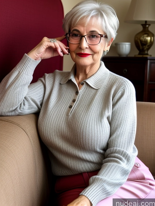 related ai porn images free for Czech Short Busty Glasses Couch Polo Detailed 80s Pixie Sweater Satin Lipstick